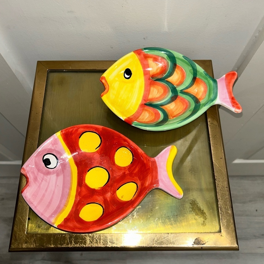 Horchow Fish Shaped Multicolored Serving Dish Platter Nautical Made In Italy